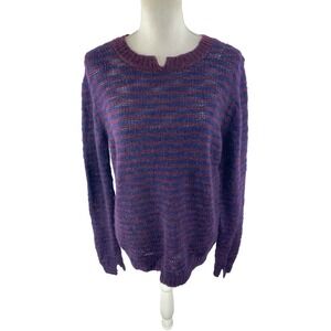 Theory Aegea B Athos Sweater Wool Blend Striped Women L Knit Pullover Purple‎